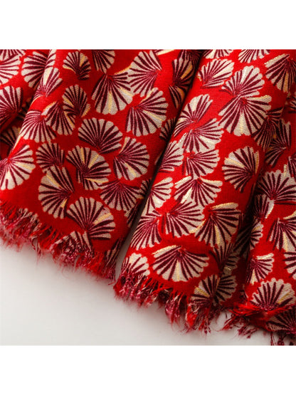 Scarvii - Lightweight Allover Leaf Print Scarf
