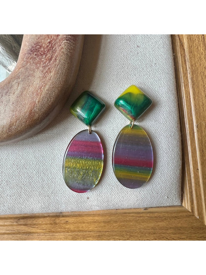 Earwish - Rainbow Stripe Drop Earrings