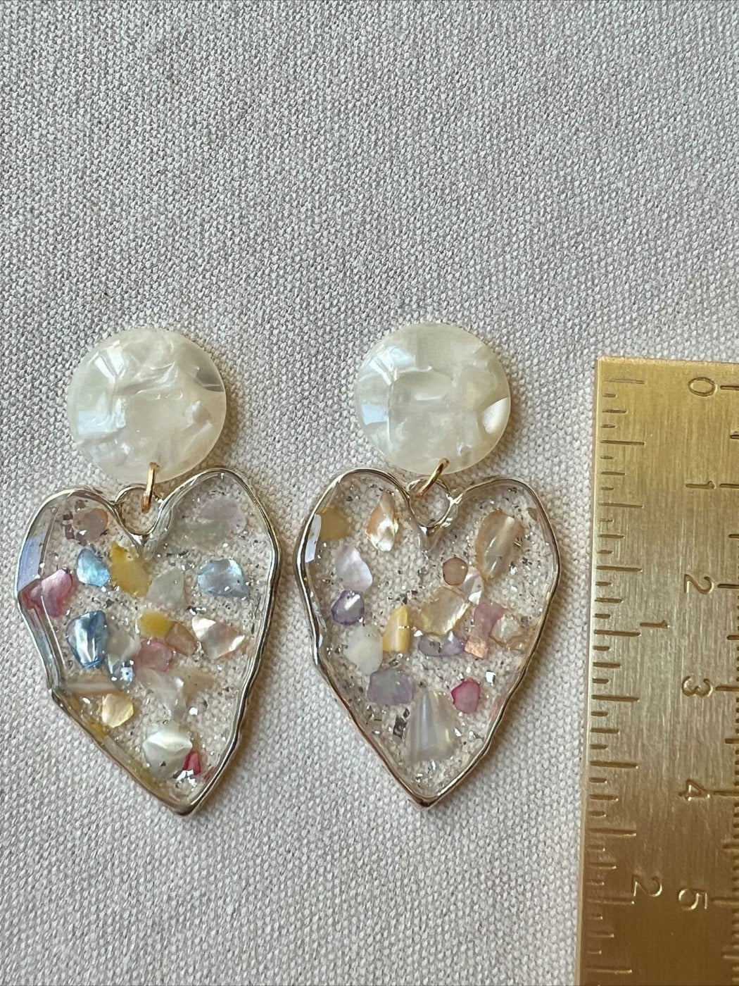 Earwish - Vintage White Heart Pendant Earrings