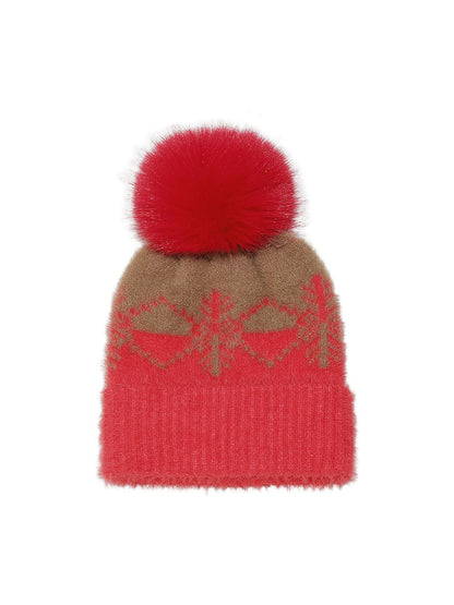 Haila Snowflake Knit Pom Pom Beanie