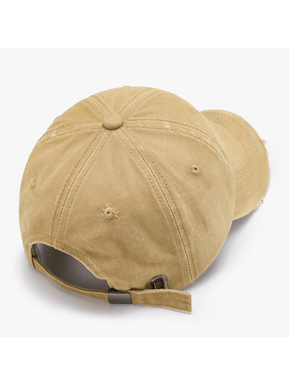 Haila - Embroidered Distressed Curved Brim Baseball Cap