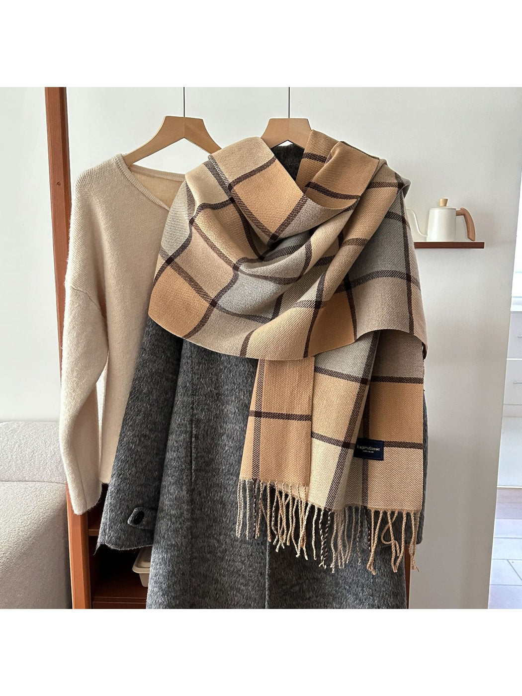 Scarvii - Classic Plaid Fringed Winter Fashion Scarf