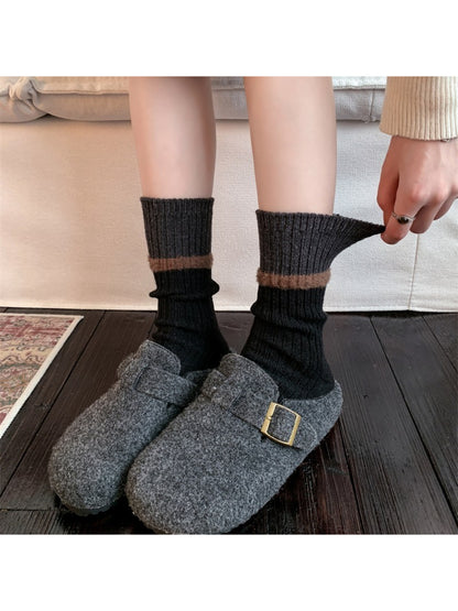 Rufia - Stacked Contrast Stripe Ribbed Crew Socks