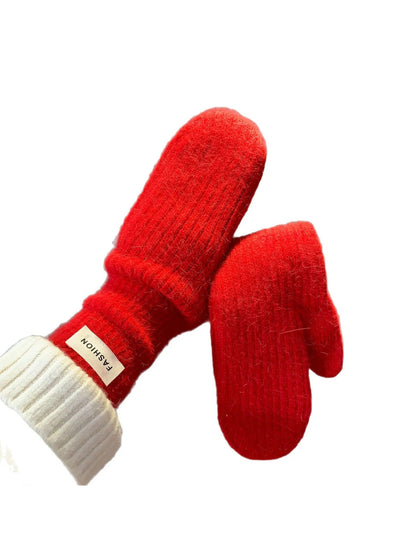 Gloving - Fuzzy Rib-Knit Cuff Mittens