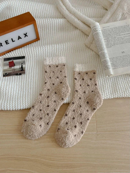 Rufia - Small Dot Pattern Contrast Cuff Socks