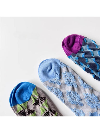 Rufia - Retro Contrast Mid-Calf Socks - Vintage & Sweet
