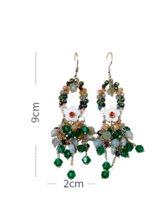 Earwish - Green Beaded Earrings - Boho & Elegance