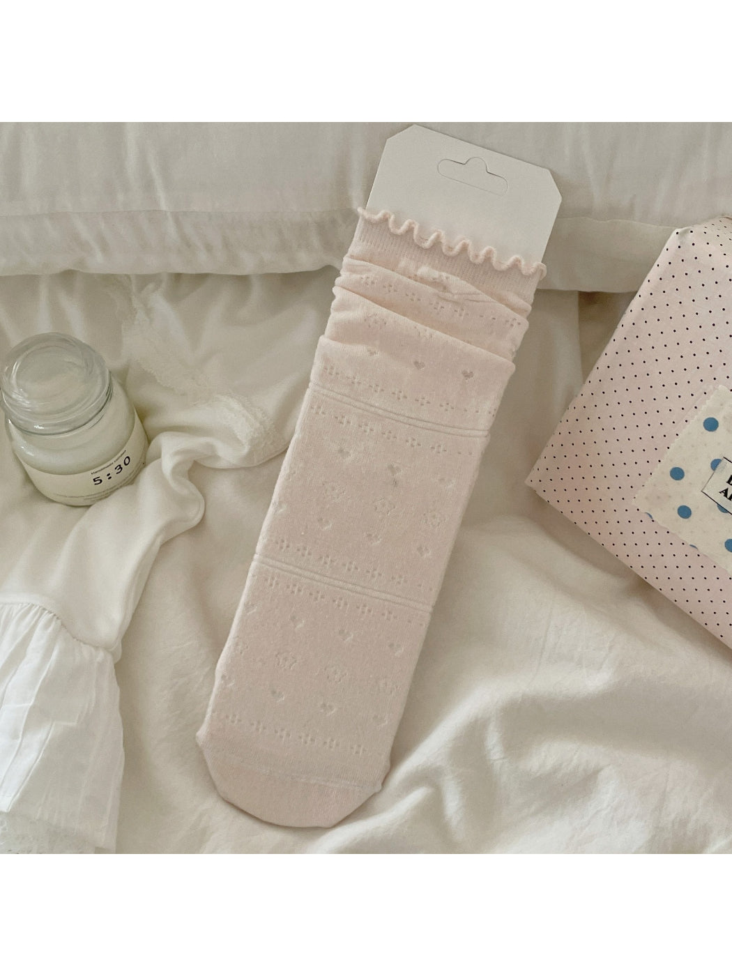 Rufia Lace Ruffle Mesh Mid Calf Socks product image
