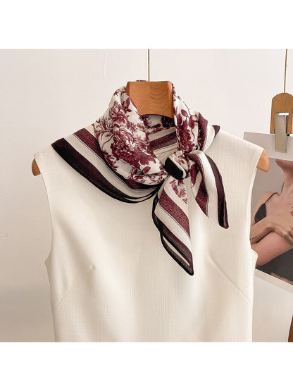 Scarvii - Botanical Print Simple Border Square Scarf