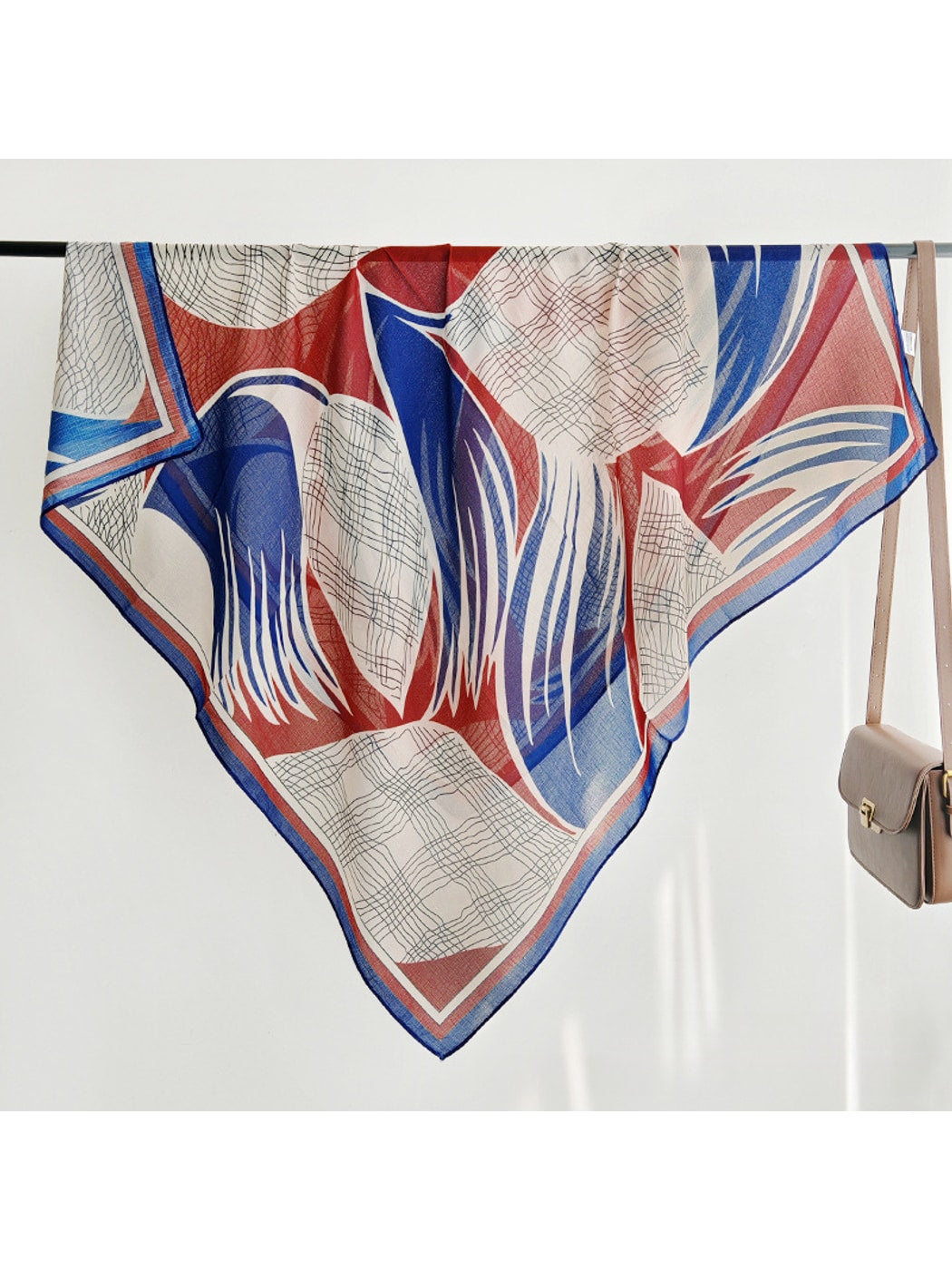 Scarvii - Abstract Leaf Motif Printed Square Scarf