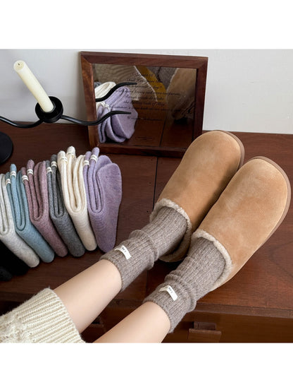 Rufia - Cozy Solid Rib Knit Crew Socks