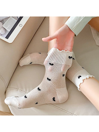 Rufia Mesh Bow Ruffle Crew Socks first product image