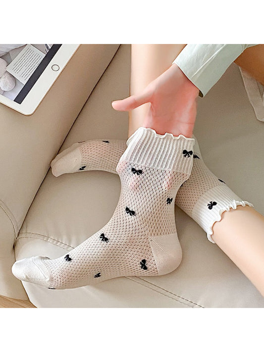 Rufia Mesh Bow Ruffle Crew Socks first product image
