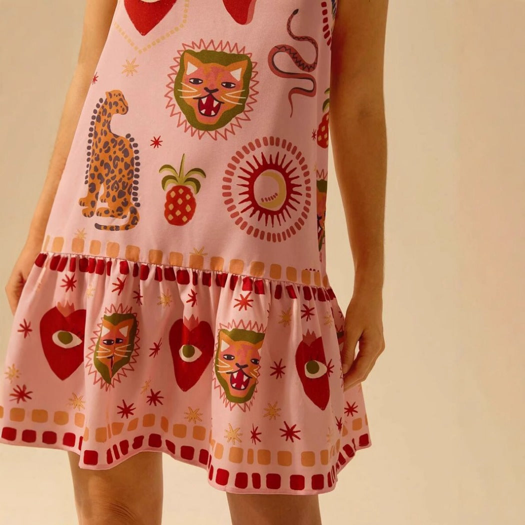 Troposa - Strappy Mini Pink Dress - Playful & Chic