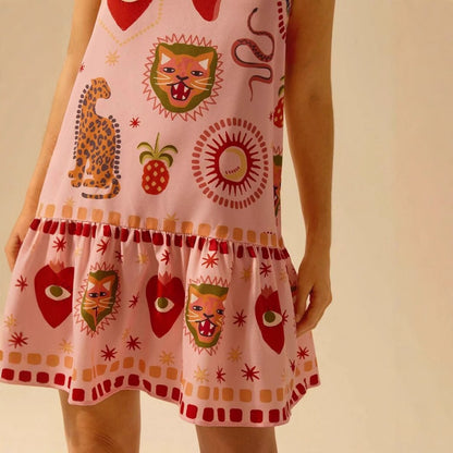 Troposa - Strappy Mini Pink Dress - Playful & Chic