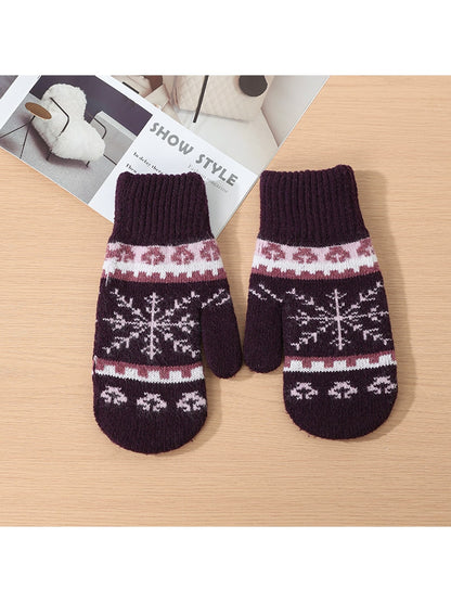 Gloving - Women's Snowflake Jacquard Knit Winter Mittens