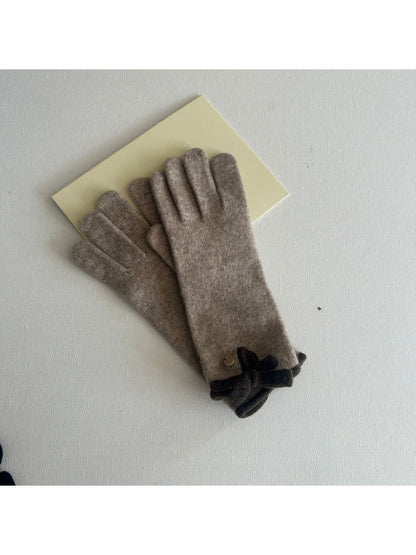 Gloving - Cute Knitted Gloves with Bow & Touchscreen