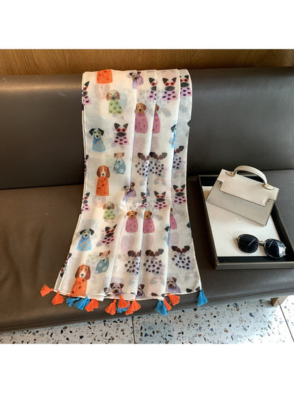 Scarvii - Cartoon Animal Print Long Rectangle Shawl