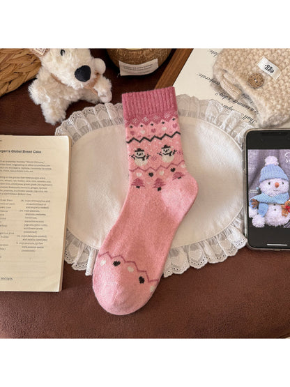 Rufia - Winter Snowman Pattern Crew Socks