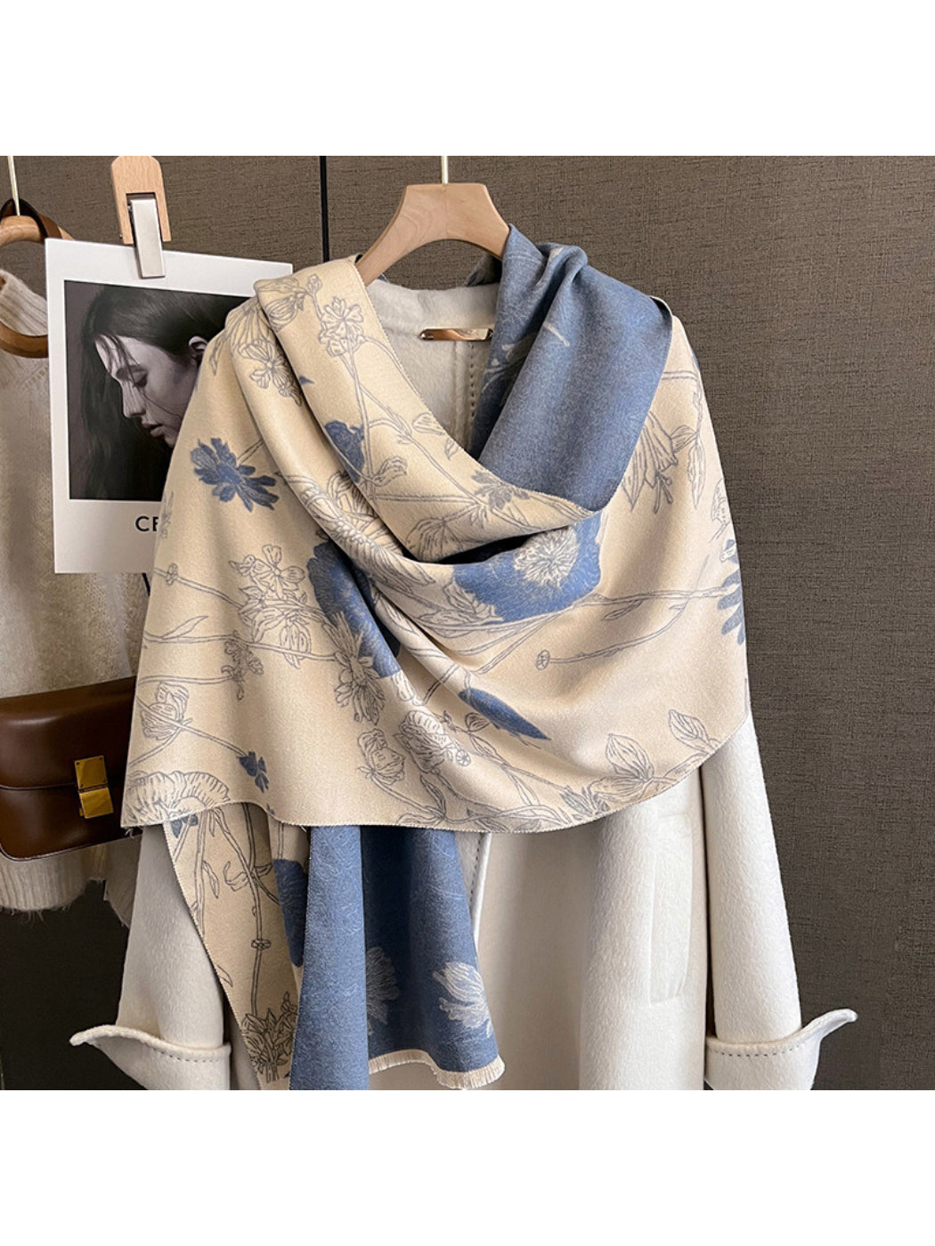 Scarvii - Botanical Floral Two Tone Long Scarf