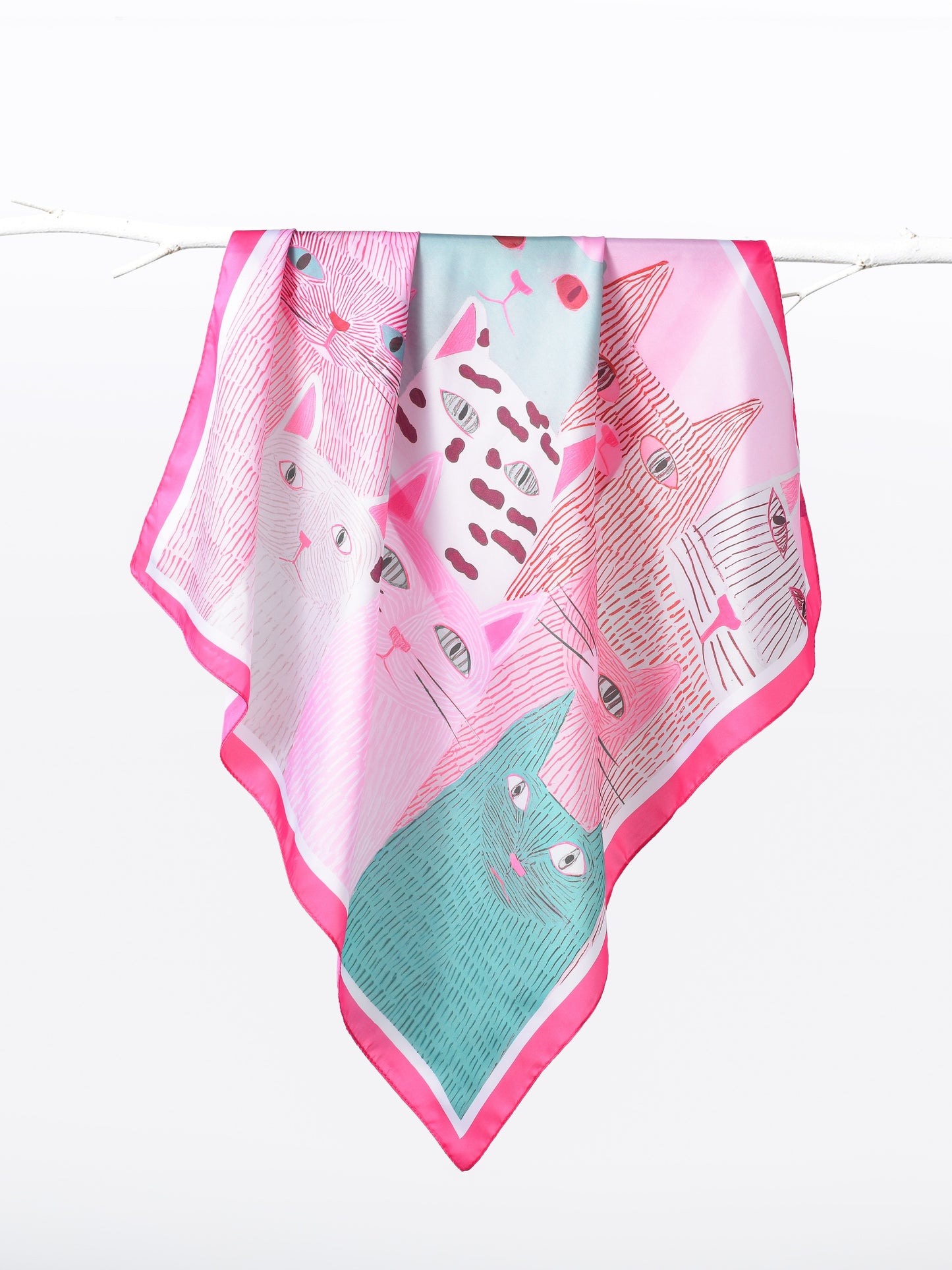 Scarvii - Playful Cat Print Square Scarf