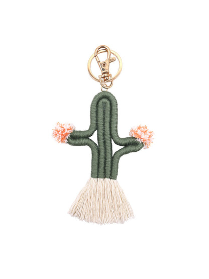 Koco Crochet Cactus Keychain with Pompom & Tassel for gift accessory
