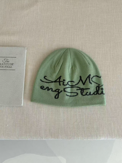 Haila - Script Letter Knit Beanie