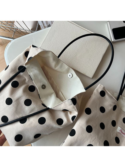 Cosbai - Minimal Dot Print Tote Bag