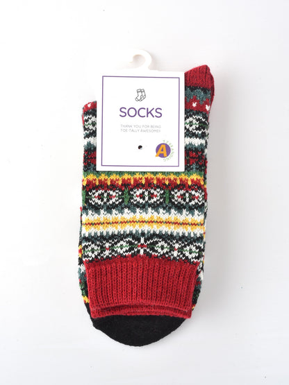 Rufia - Knitted Mid-calf Winter Socks with British Style