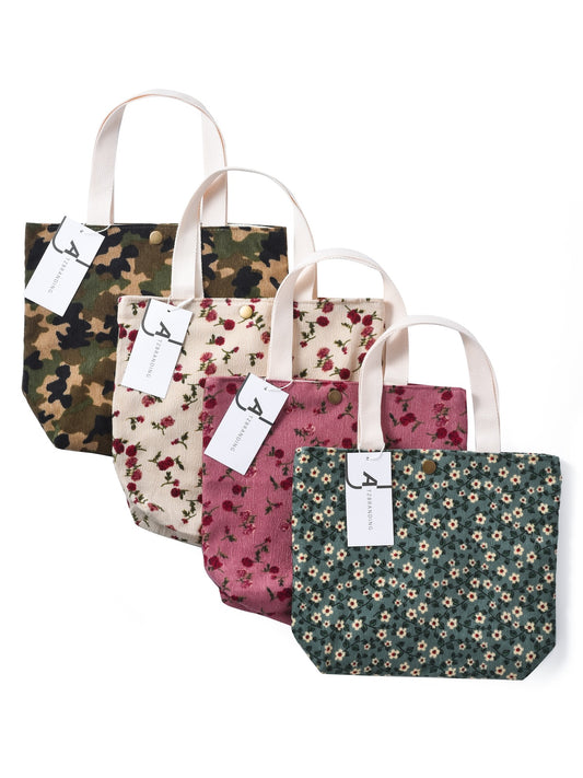 Cosbai - Floral Corduroy Handbag