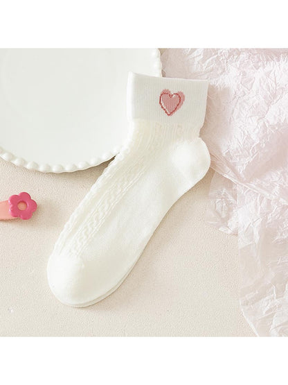 Rufia - White Base Cute Pattern Ankle Socks