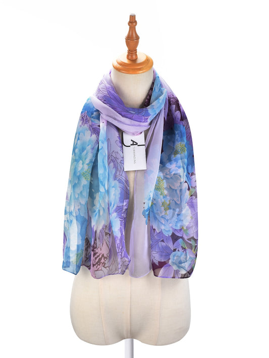 Scarvii - Vibrant Peony Print Scarf - Light & Feminine