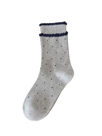 Rufia - White Mid-calf Socks with Various Patterns – 7 Options