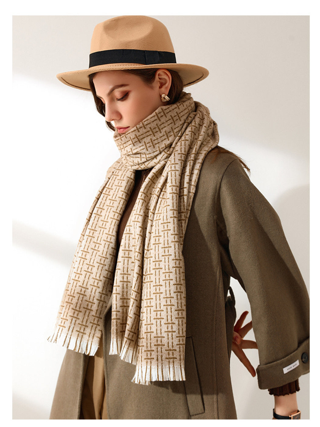 Scarvii - Geometric Pattern Fringe Winter Scarf