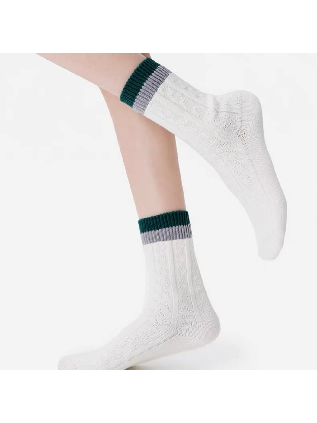 Rufia - Textured Geometric Panel Crew Socks