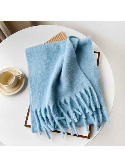 Scarvii - Brushed Solid Color Fringe Scarf