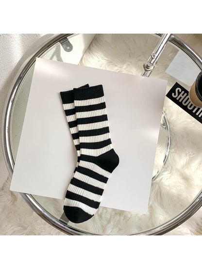 Rufia - Classic Stripe Ribbed Crew Socks