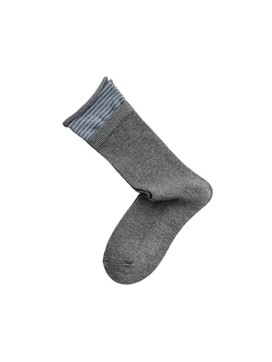 Rufia - Grey Classic Pattern Turn-Cuff Mid-Crew Socks