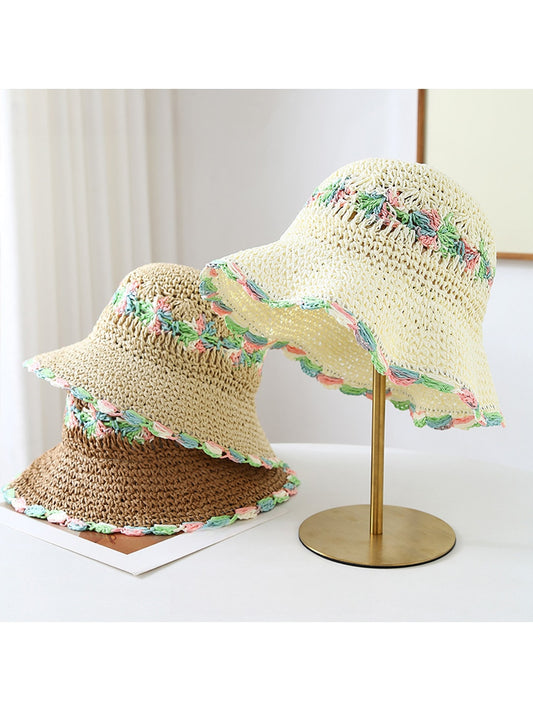 Haila Floral Trim Wide Brim Summer Sun Hat product image