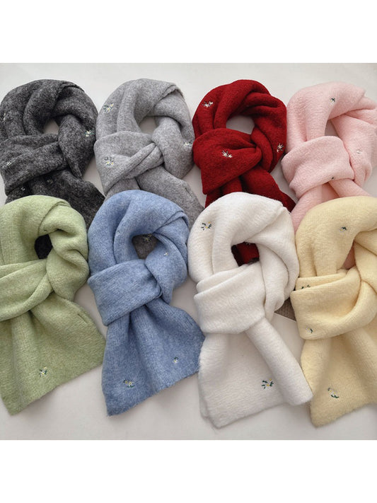 Scarvii - Soft Floral Detail Knit Scarf