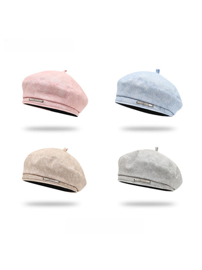 Haila - Solid Color Round Crown Beret