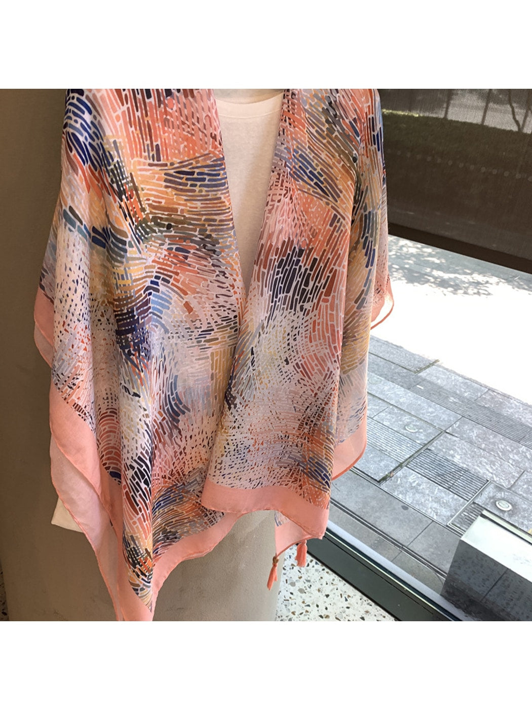 Scarvii - Abstract Print Open Front Shawl Scarf