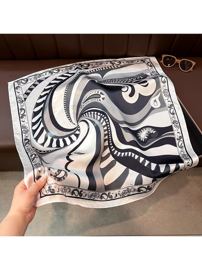 Scarvii - Ornate Border Print Neck Styling Square Scarf