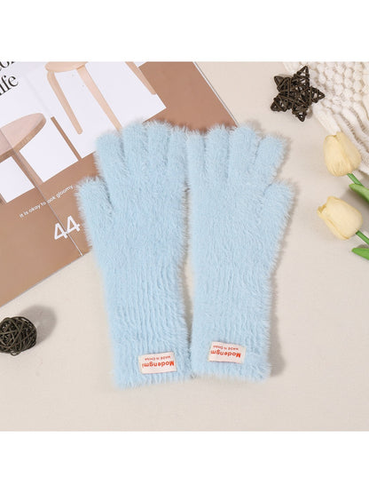 Gloving - Solid Color Plush Fuzzy Touchscreen Gloves