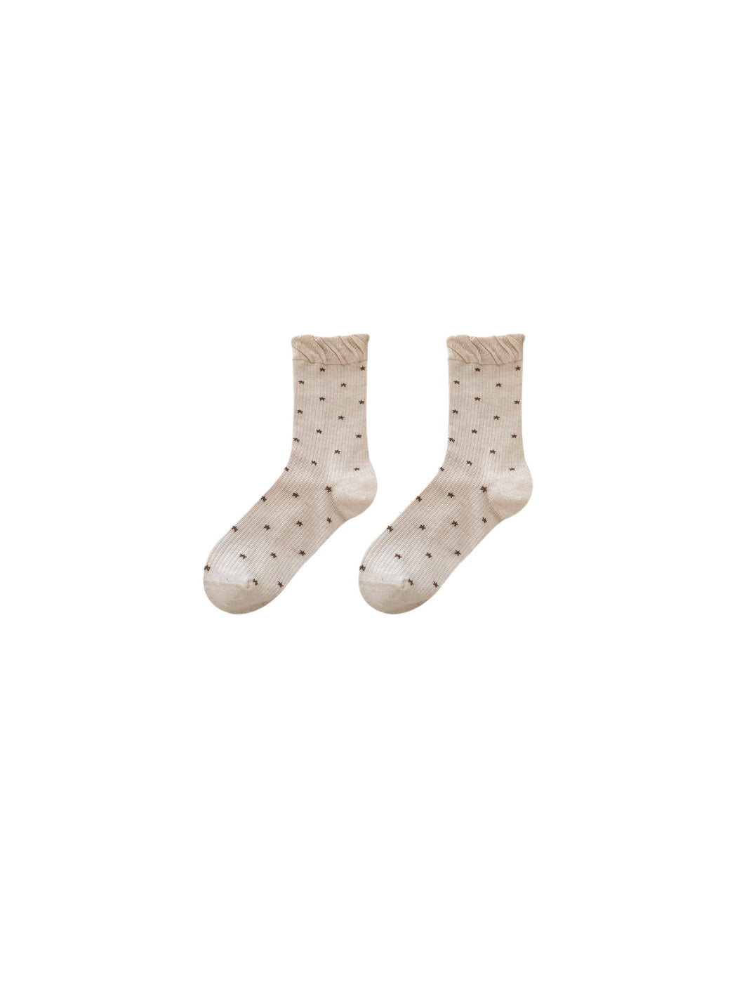 Rufia - Ribbed Knit Snowflake Pattern Crew Socks