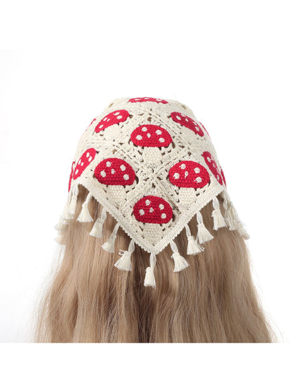 Scarvii - Tassel Trim Mushroom Knit Hairband