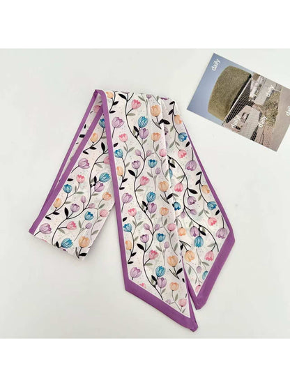 Scarvii Tulip Floral Print Skinny Scarf