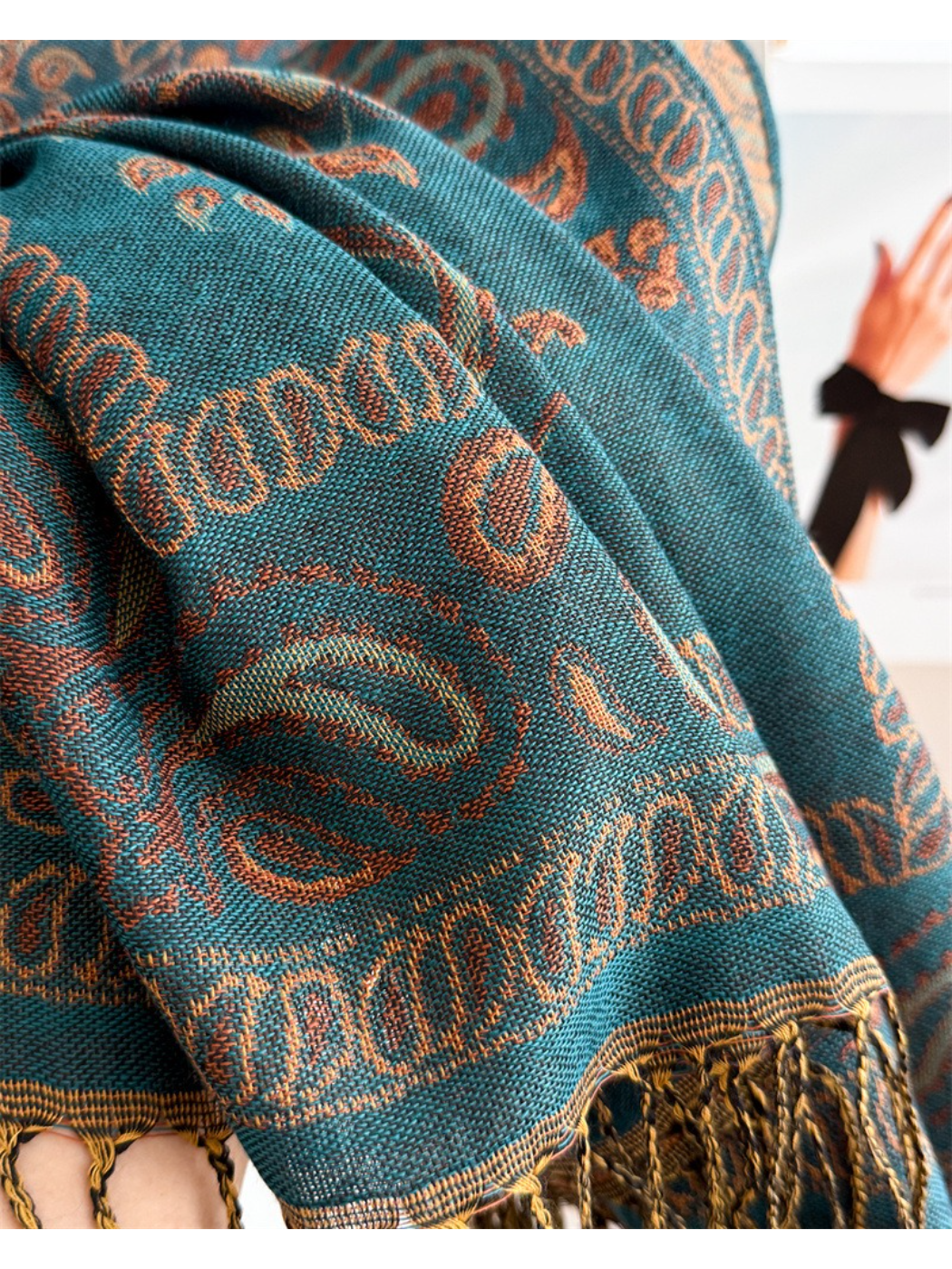 Scarvii - Bird Botanical Paisley Knotted Fringe Scarf
