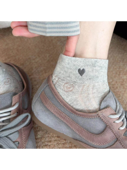 Rufia - Heart Design Openwork Ankle Socks