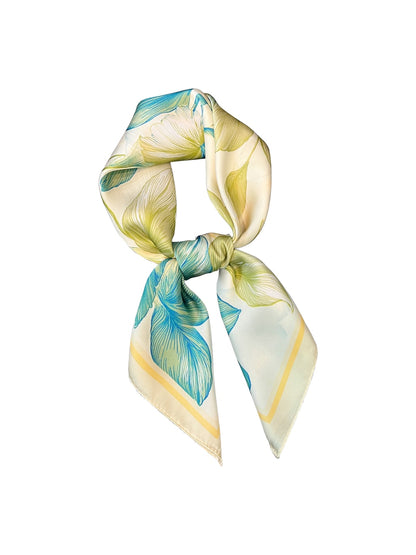Scarvii - Floral Print Decorative Neck Square Scarf